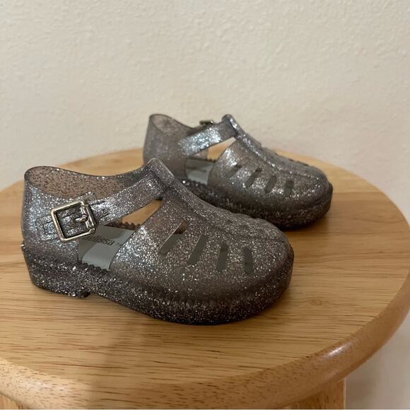 Mini Melissa Aranha silver glitter fisherman sandal toddler 7 - Picture 1 of 11
